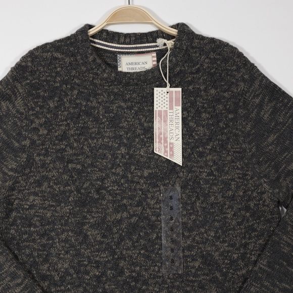 American Threads Men's Crew Neck Long Sleeve Pullover Sweater Dark Grey Size S - Picture 2 of 9